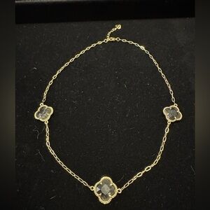 Elegant Gold and Smoky Quartz Clover Necklace